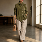 Candela - Chaqueta de punto canalé con pantalón ancho