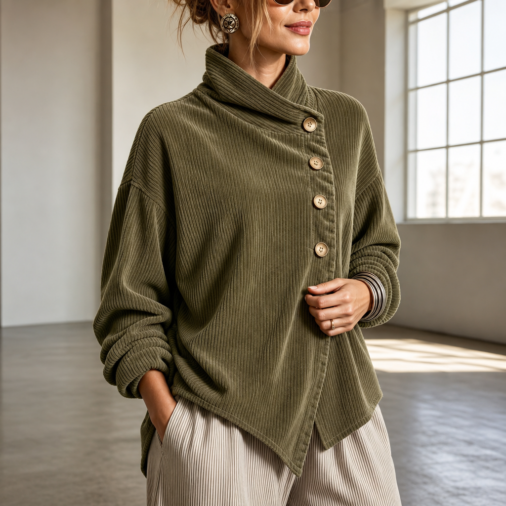 Candela - Chaqueta de punto canalé verde oliva