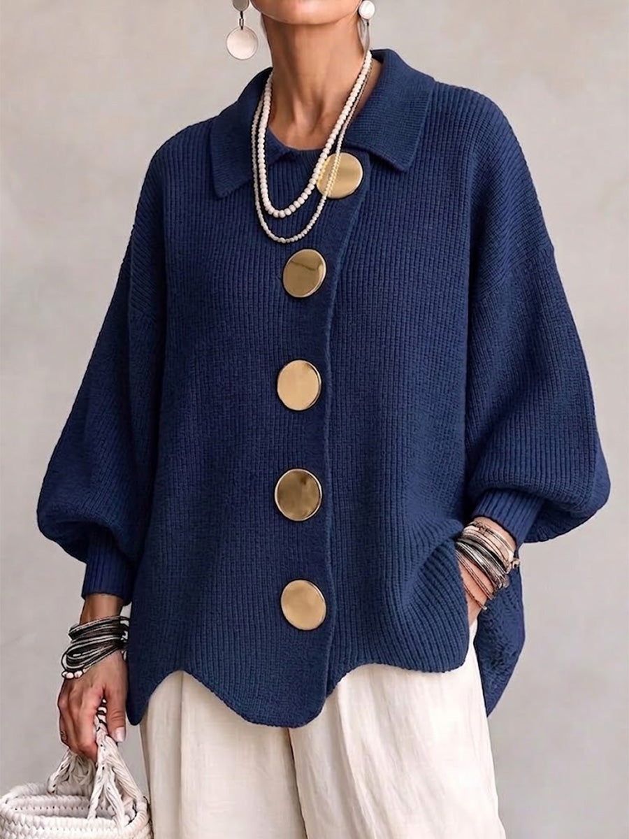 Pilar - Cárdigan oversize azul marino, espalda