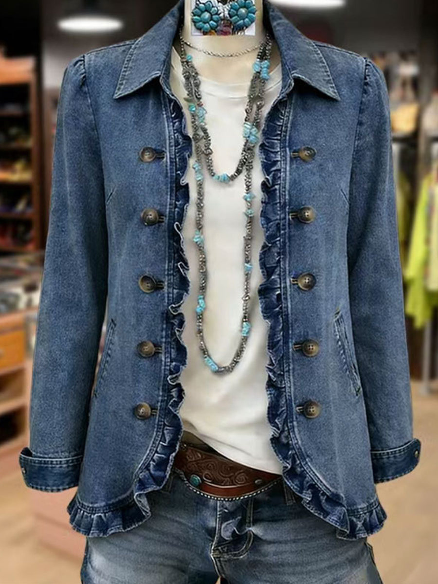 Chaqueta con Volantes Azul