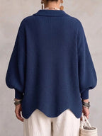 Pilar - Cárdigan oversize azul marino con botones dorados