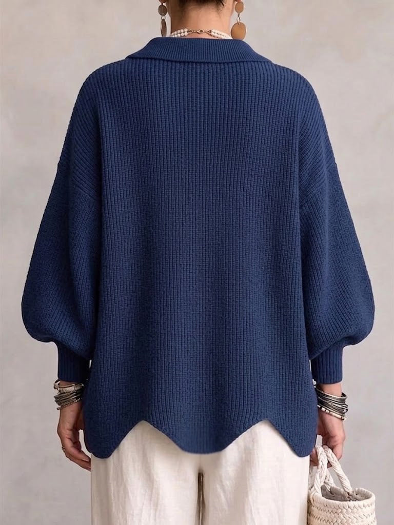Pilar - Cárdigan oversize azul marino con botones dorados
