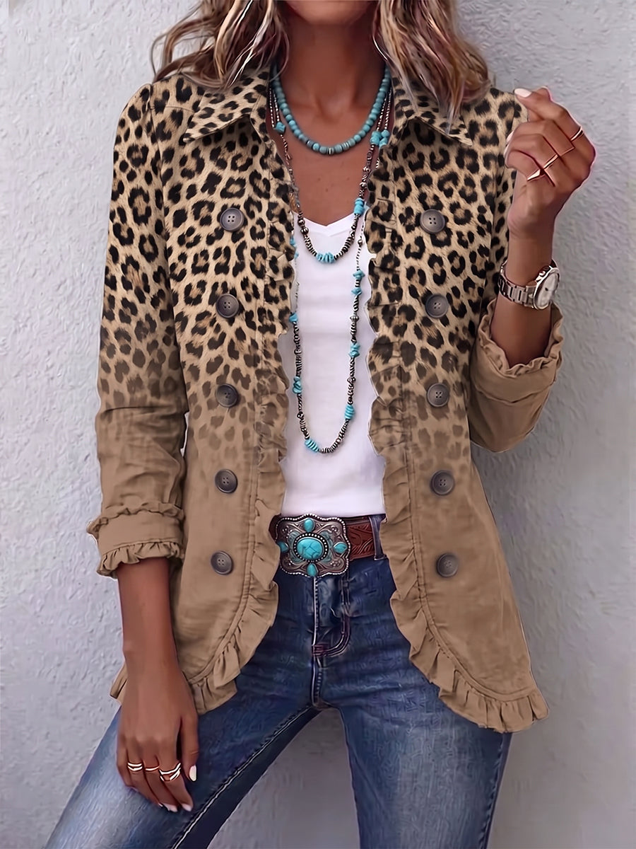 Chaqueta Leopardo Degradado con Volantes