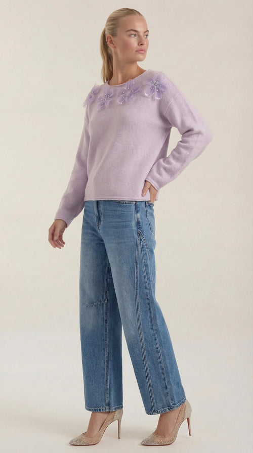 Alexandra | Jersey con flores bordadas