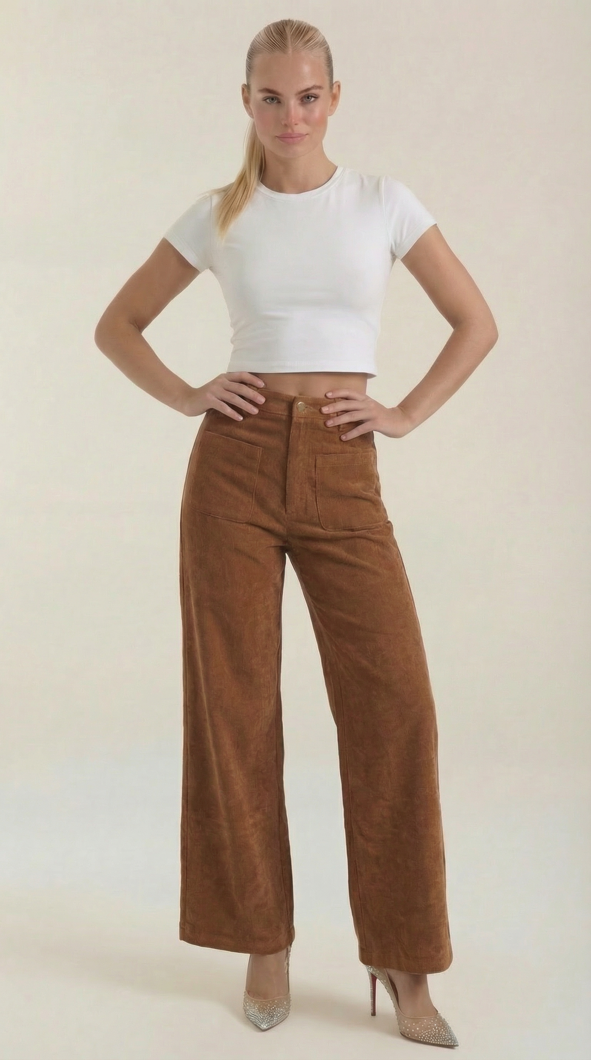 Pantalón Ancho de Pana Allison de Alma Sotelo — Marrón