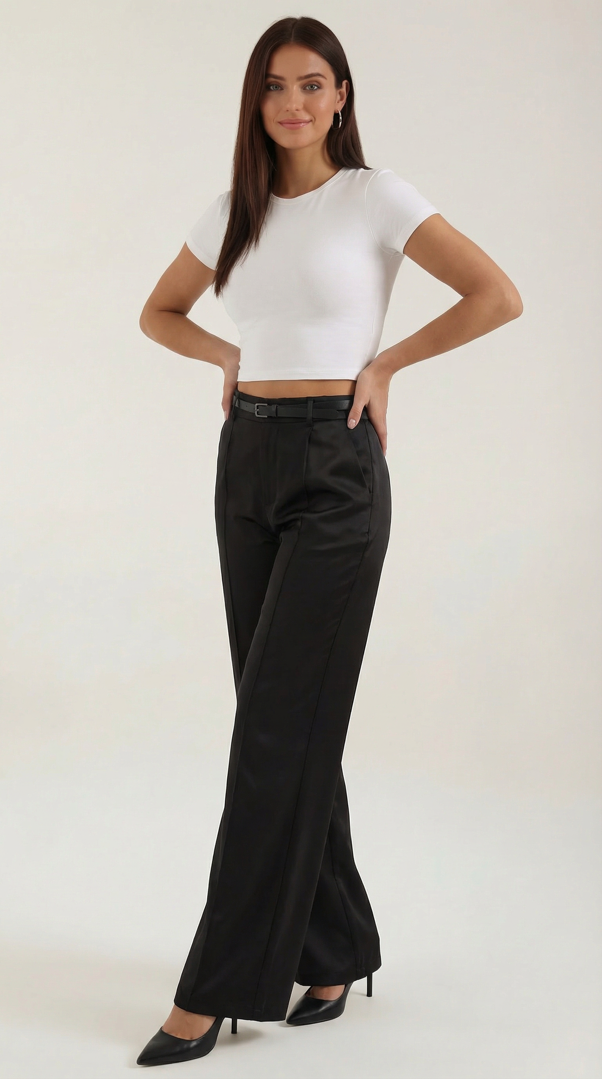 Pantalón Amplio de Tela Bertha de Alma Sotelo — Negro