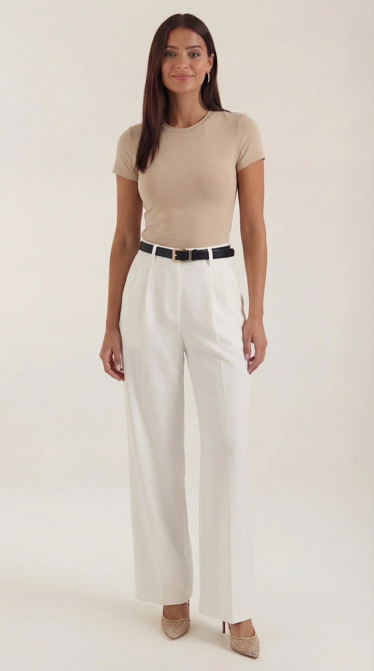 Pantalón Recto Tiro Alto Claire de Alma Sotelo — Blanco