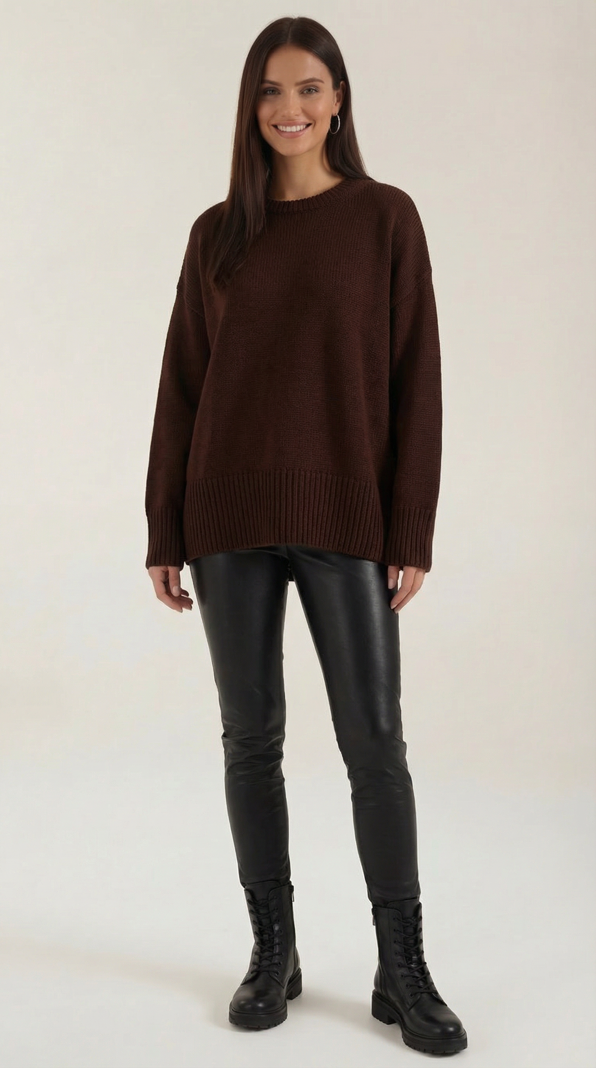 Jersey Oversize de Punto Connie de Alma Sotelo — Marrón