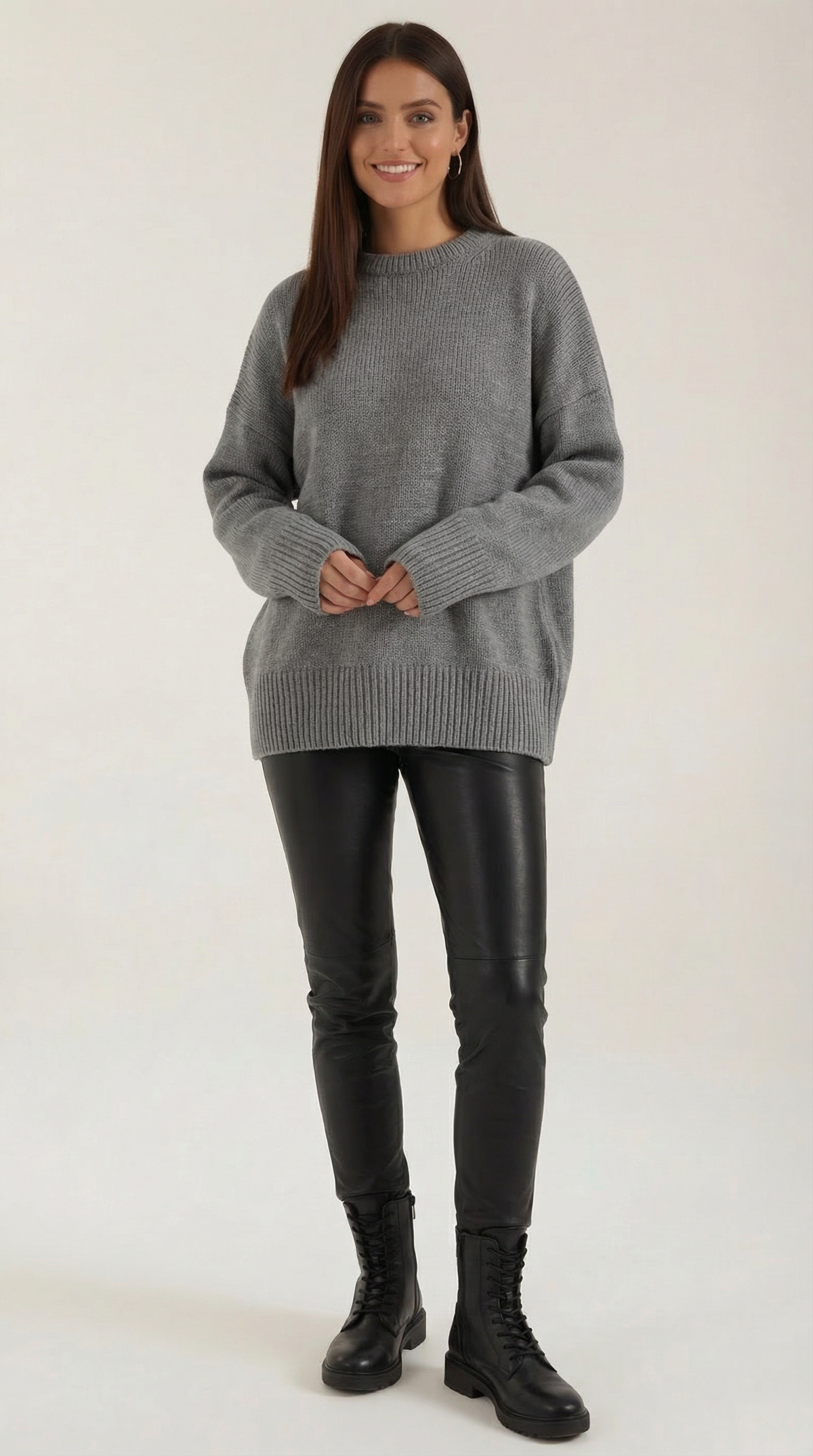 Jersey Oversize de Punto Connie de Alma Sotelo — Gris