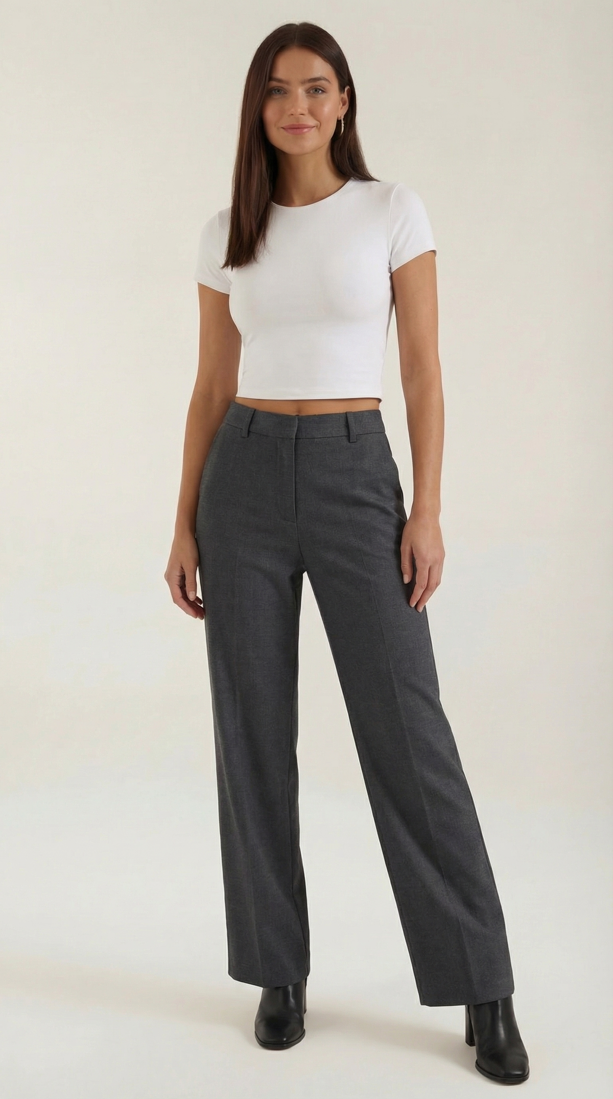 Pantalón Plisado Recto Dorothy de Alma Sotelo — Gris