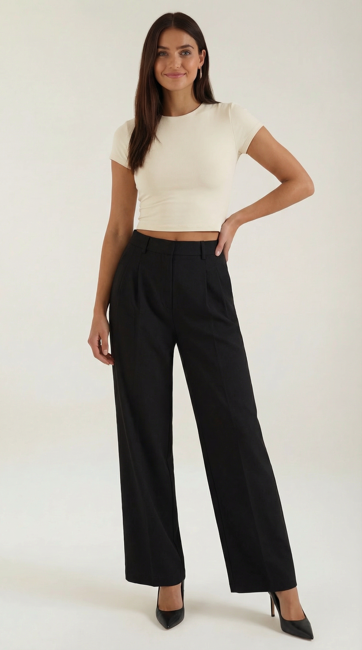 Pantalón Plisado Recto Dorothy de Alma Sotelo — Negro