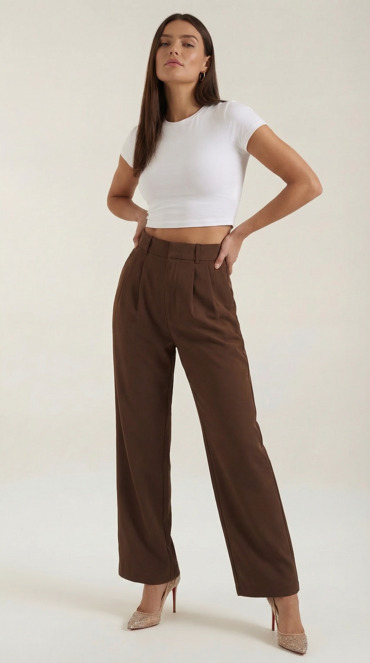 Pantalón Pierna Ancha Emma de Alma Sotelo — Marrón