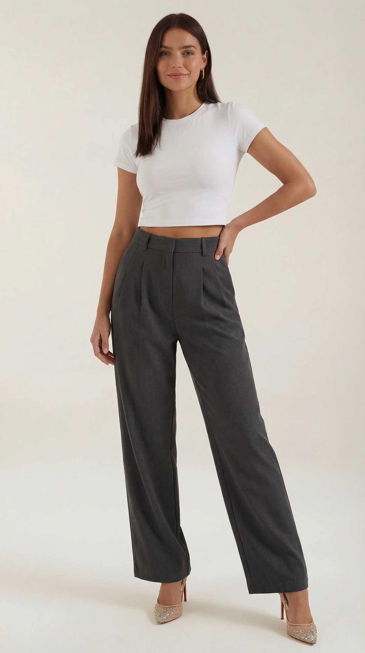Pantalón Pierna Ancha Emma de Alma Sotelo — Gris Oscuro