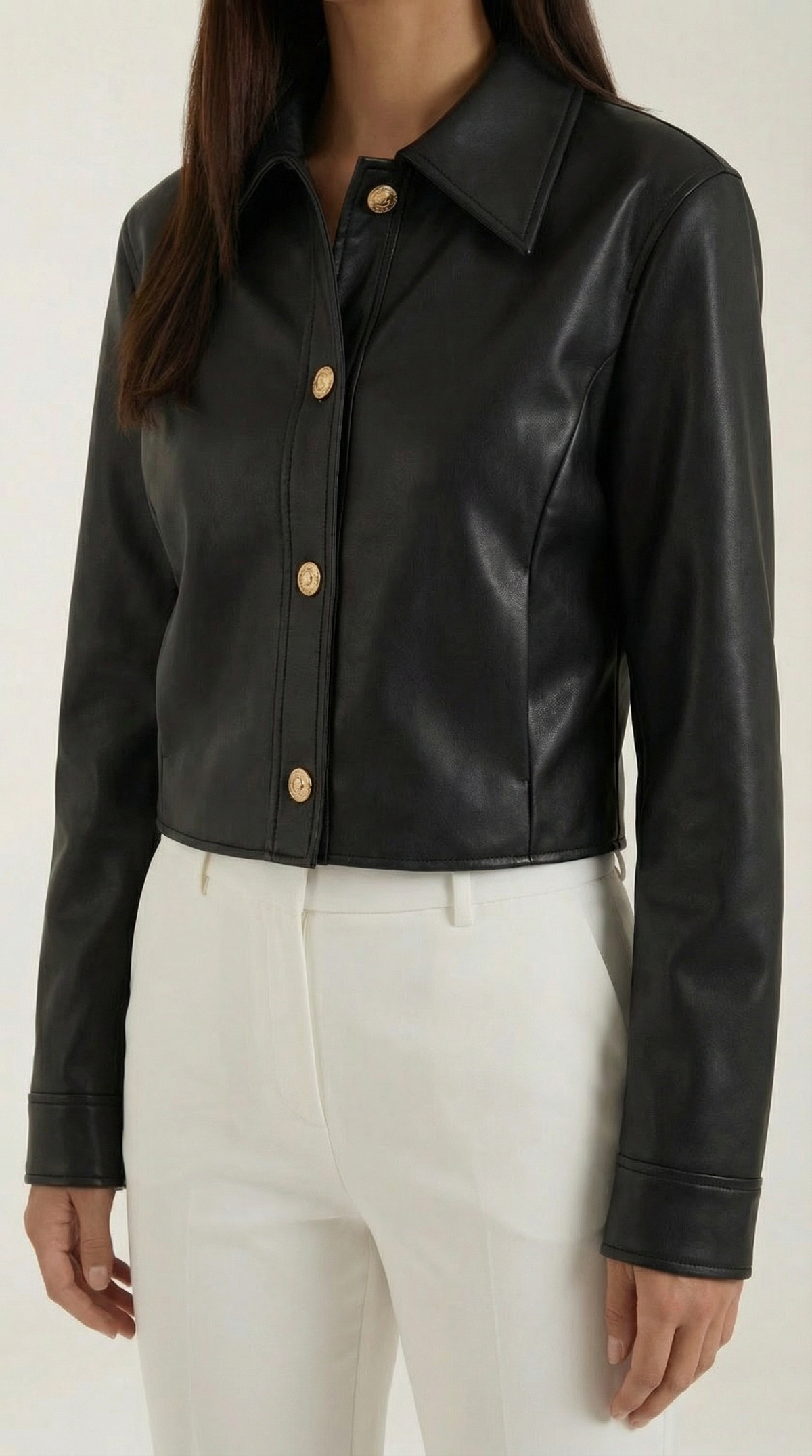 Cazadora Cropped Efecto Piel Heather de Alma Sotelo — foto 4