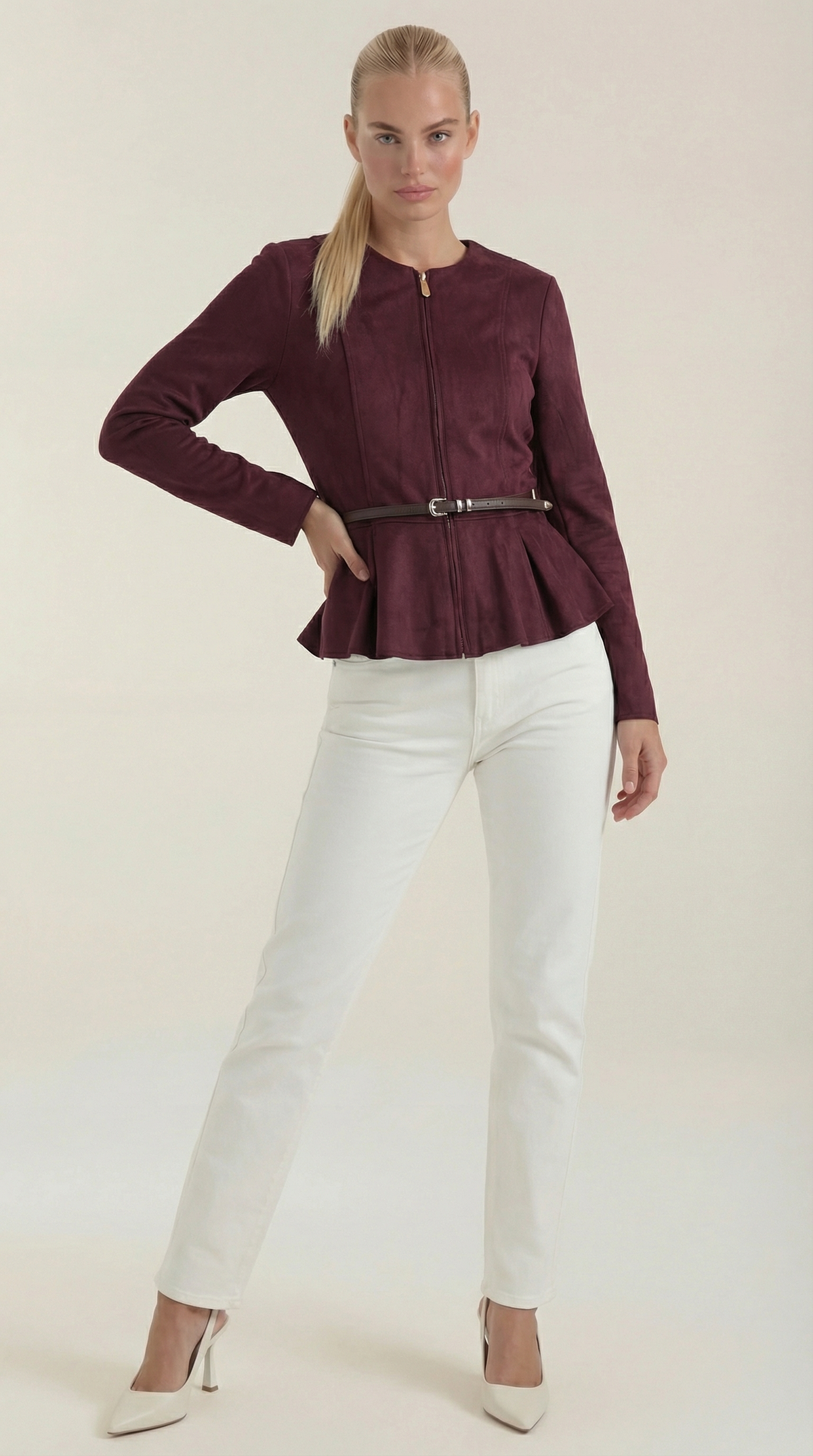 Josie | Chaqueta con peplum y cinturón