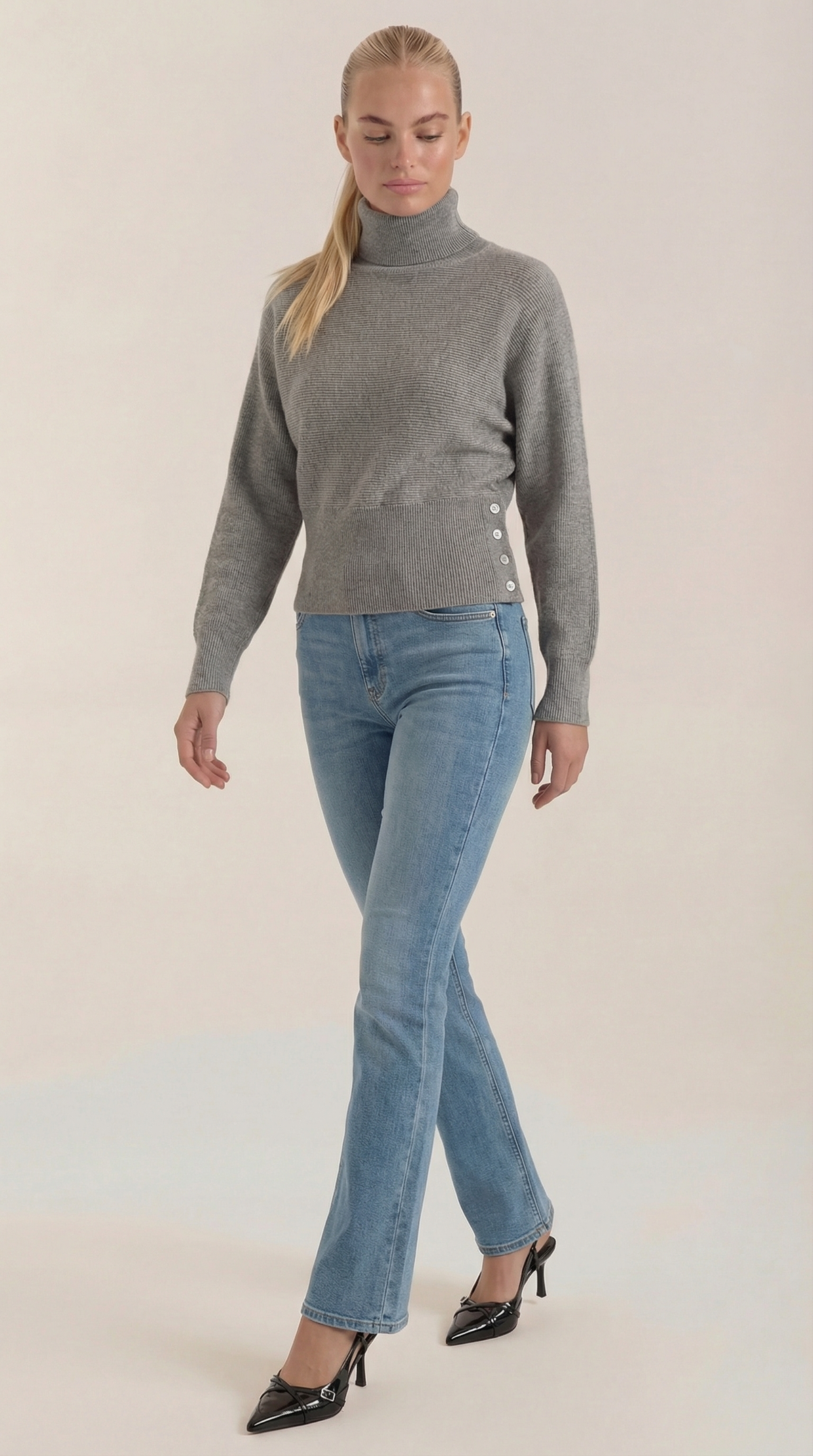 Jersey Cuello Alto Canalé Leticia de Alma Sotelo — Gris