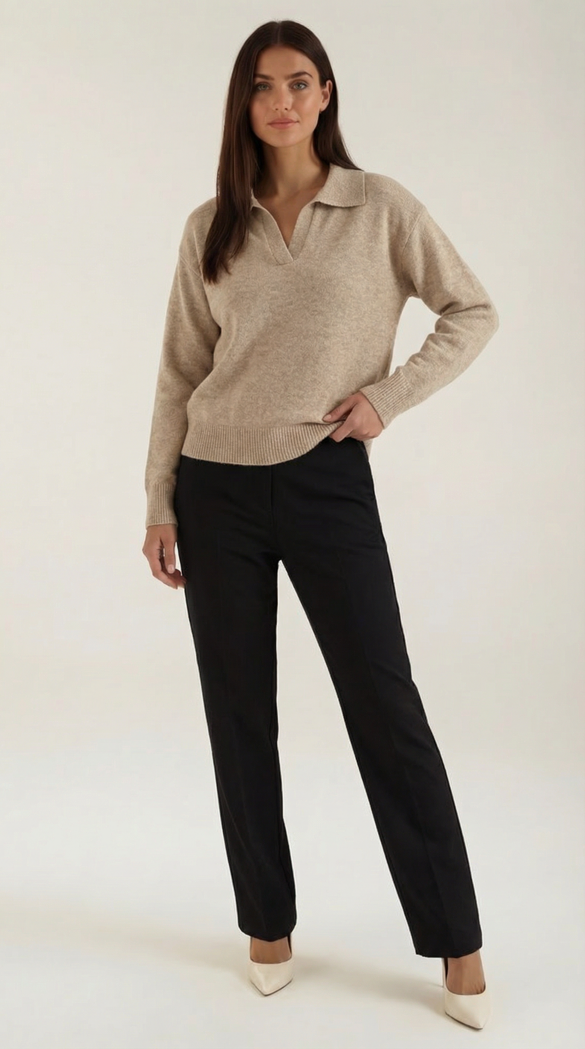 Margaret | Jersey polo con escote en V