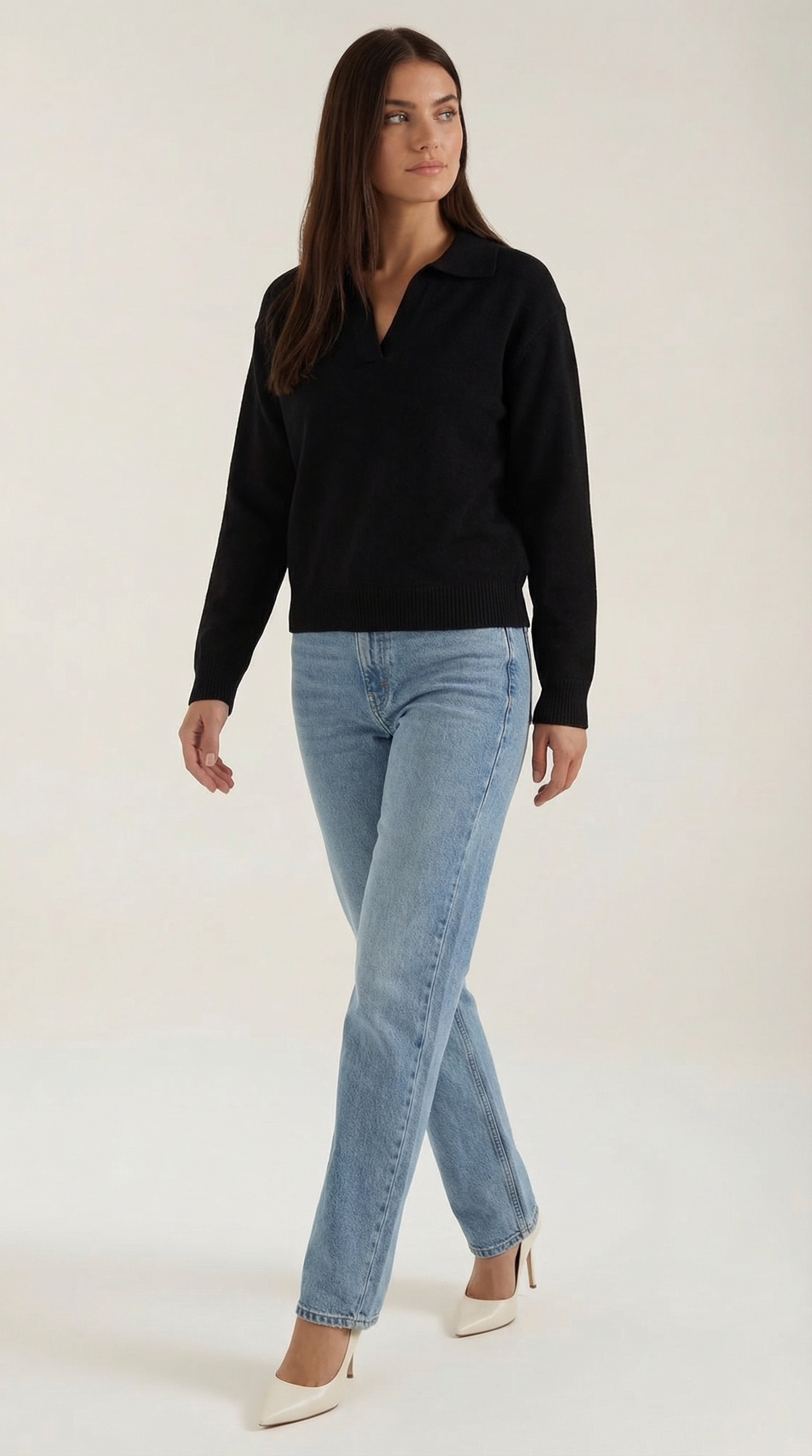 Margaret | Jersey polo con escote en V