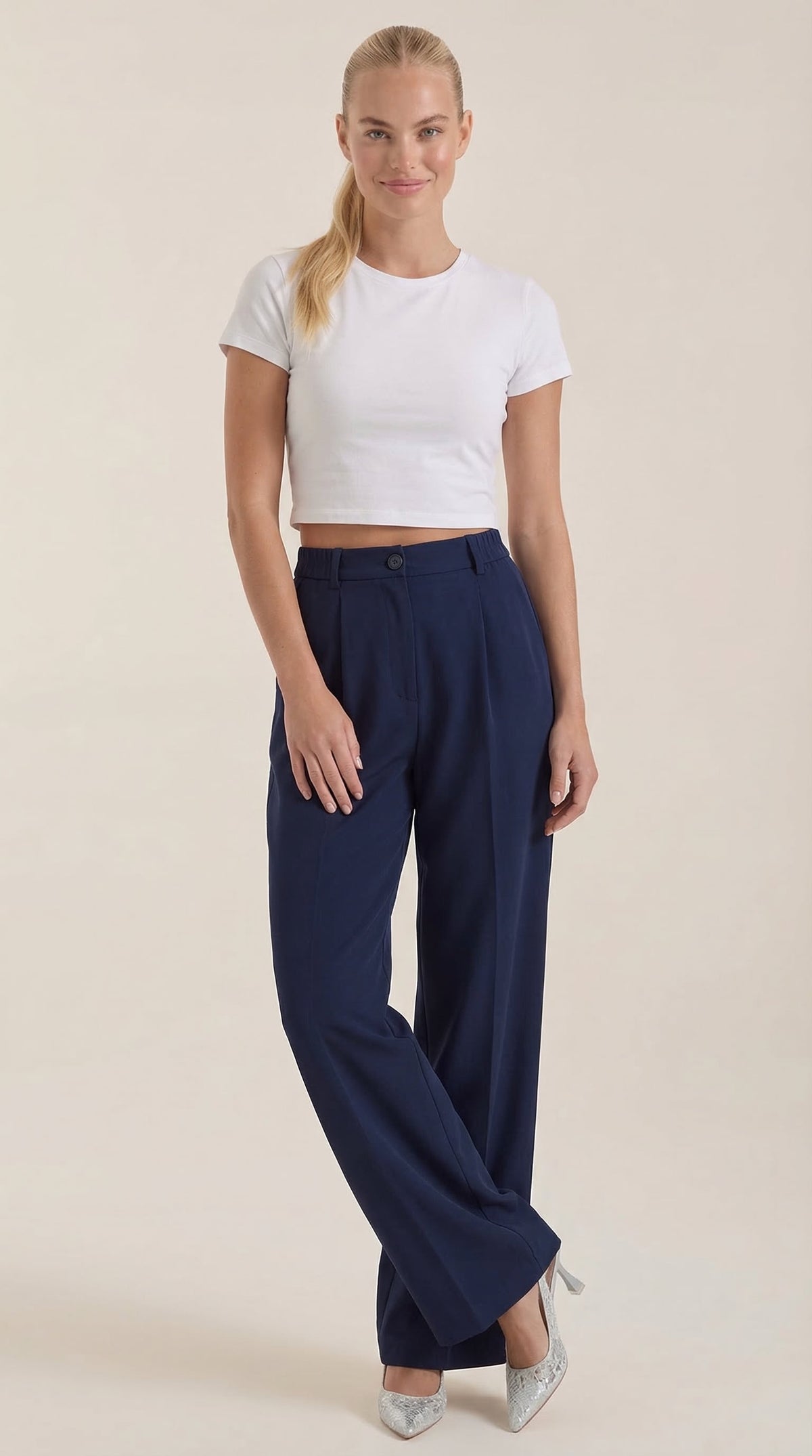 Pantalón Sastre Pierna Ancha Rebecca de Alma Sotelo — Azul Marino
