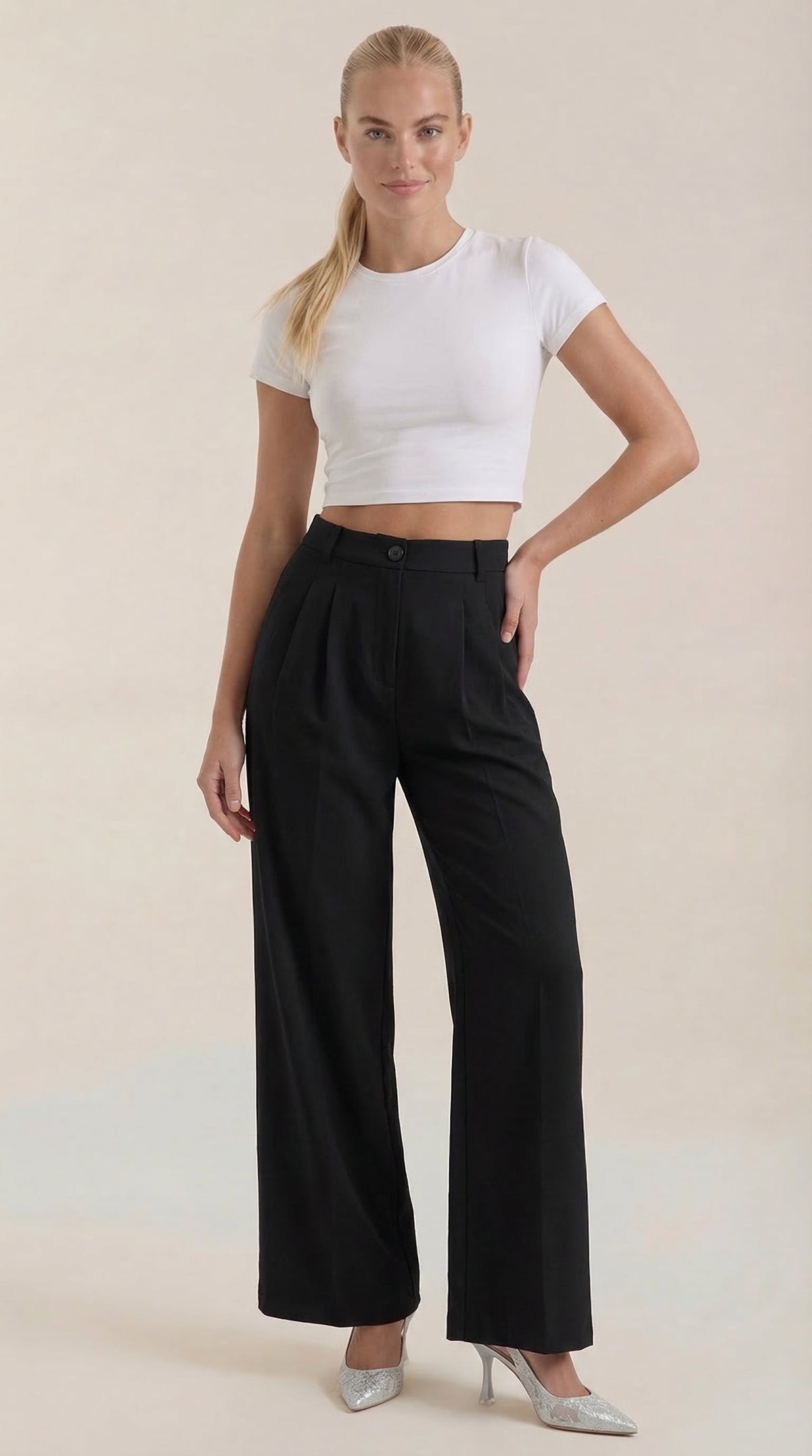 Pantalón Sastre Pierna Ancha Rebecca de Alma Sotelo — Negro