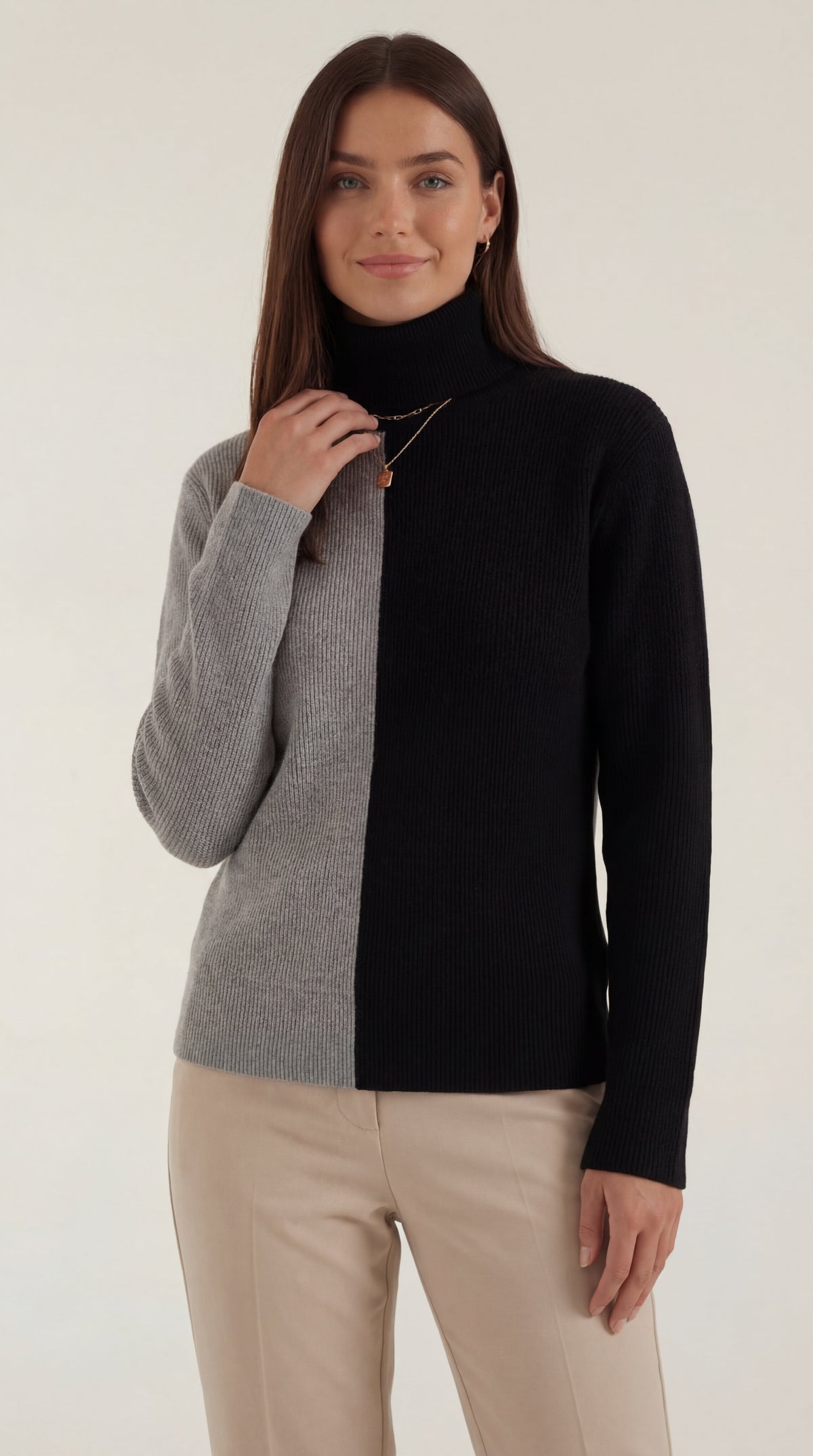 Shannon | Jersey de cuello alto bicolor