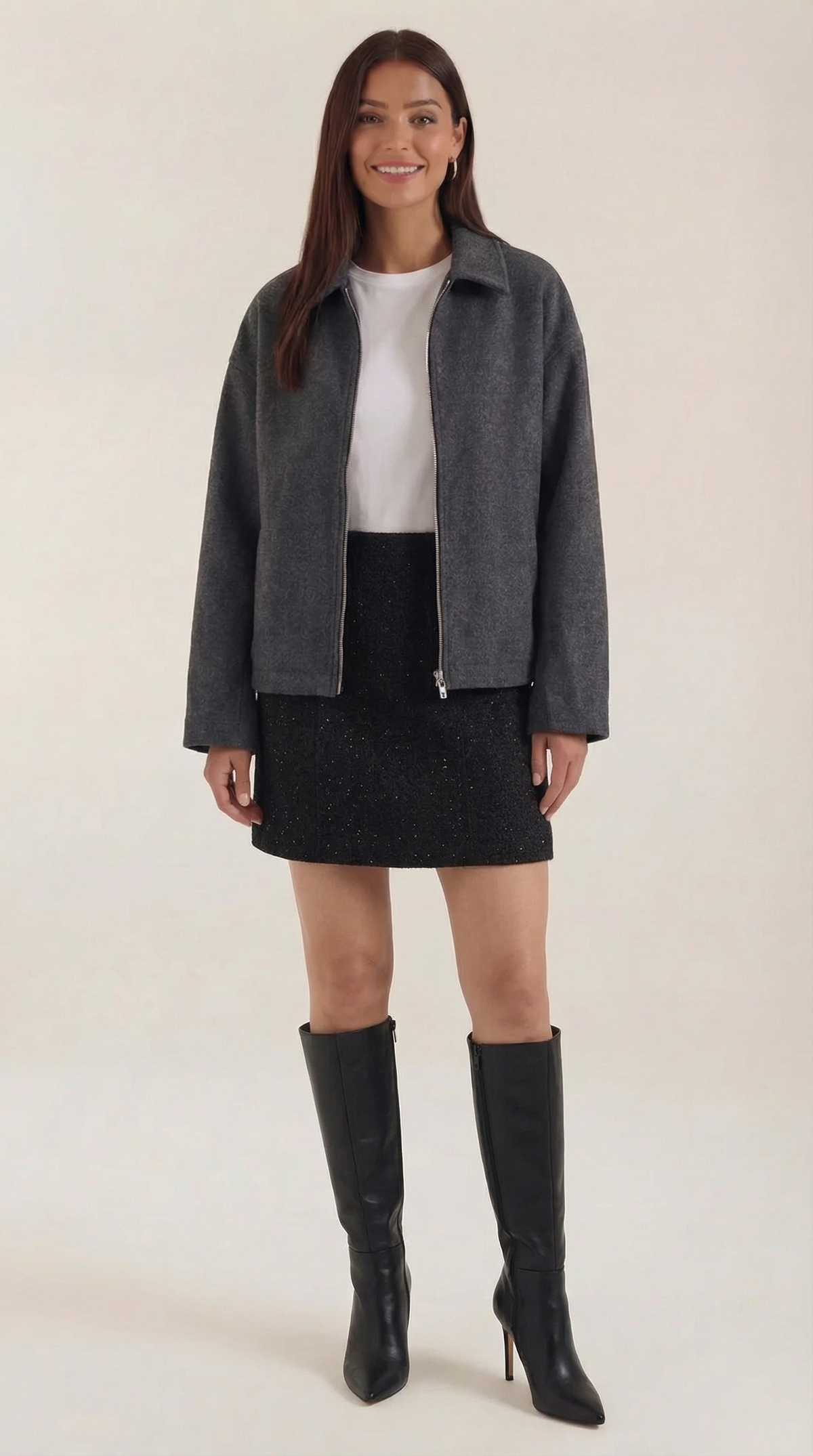 Chaqueta de Punto Teresa con Cremallera de Alma Sotelo — Gris