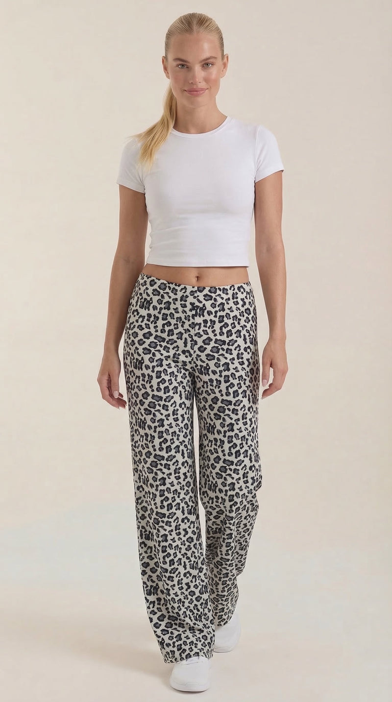 Cleo | Pantalón de leopardo de pierna ancha