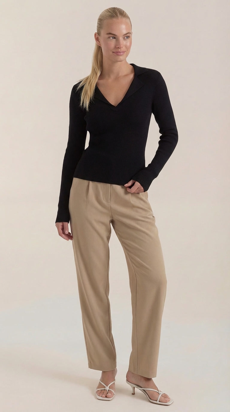 Jersey de Punto con Cuello Sara de Alma Sotelo — Negro