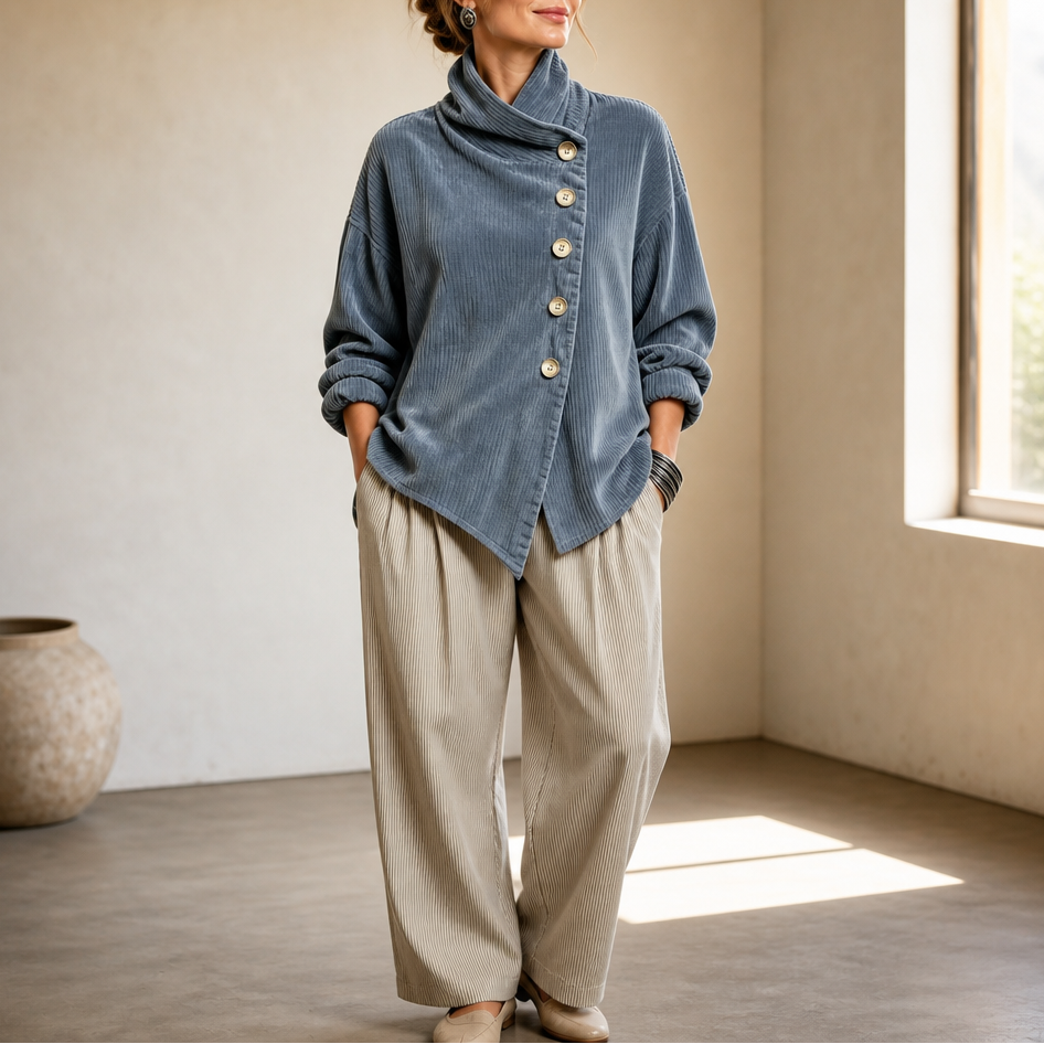 Candela - Chaqueta de punto canalé azul